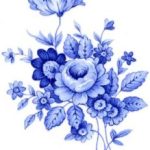 decal flower blue & white