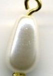 tear drop pearl w/loop white 6mm x 11mm